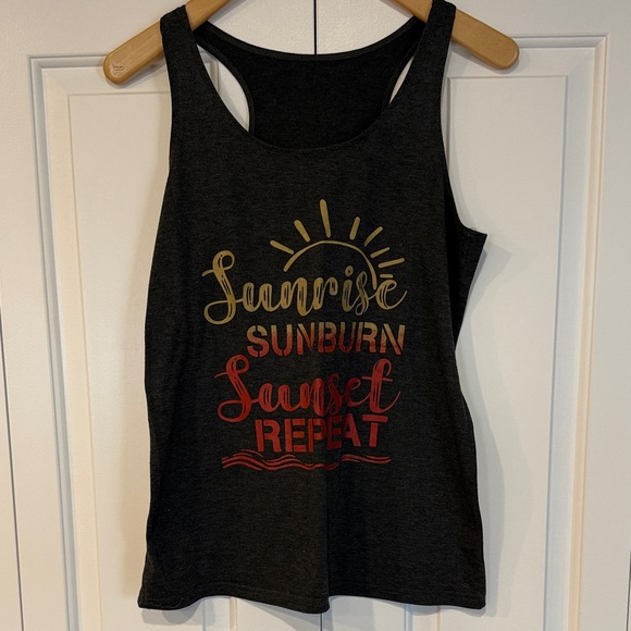 Amazon Black Tank Top with Sunrise Graphic - Picture 2 of 7